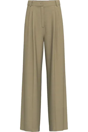 MARELLA Broeken, Dames, Groen, S, Linnen, Wijde Pijp Palazzo Broek Beige