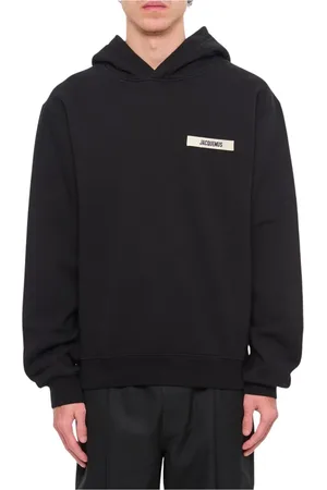 Jacquemus Sweatshirts & Hoodies, Heren, Zwart, S, Katoen, Zwart Logo Label Sweatshirt