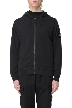 Stone Island Sweatshirts & Hoodies, Heren, Zwart, XS, Katoen, Zwarte Zip Up Hoodie Activewear