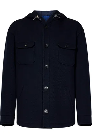 Etro Jassen, Heren, Blauw, M, Wol, Wollen Jas met Capuchon