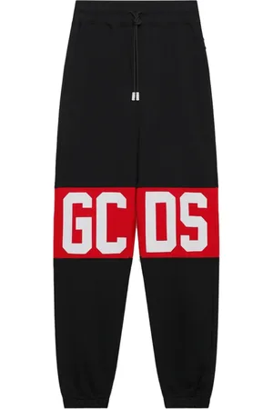 GCDS Broeken, Heren, Zwart, L, Katoen, Casual Sportief Katoen Logo Trainingsbroek