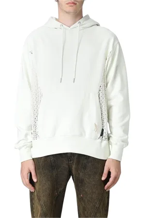 Andersson Bell Sweatshirts & Hoodies, Heren, , M, Katoen, Crème hoodie met kantdetail