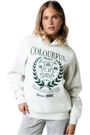 Colourful rebel Sweatshirts & Hoodies, Dames, Grijs, S, Katoen, Vintage Embro Hoodie