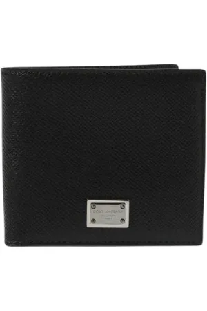 Dolce & Gabbana Accessoires, Heren, Zwart, ONE Size, Leer, Zwarte Leren Bifold Portemonnee