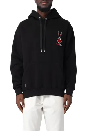 Family First Sweatshirts & Hoodies, Heren, Zwart, L, Katoen, Zwarte Hoodie Bugs Bunny Stijl