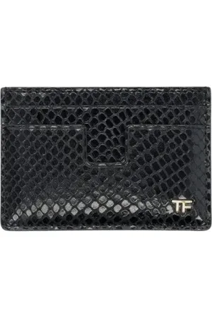 Tom Ford Accessoires, Heren, Zwart, ONE Size, Luxe Leren Portemonnee Strak Ontwerp