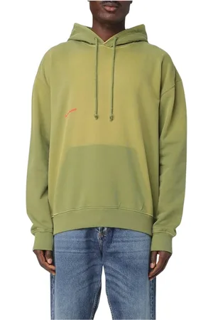 J.W.Anderson Sweatshirts & Hoodies, Heren, Groen, L, Katoen, Gezellige Olijf Hoodie Relaxte Pasvorm