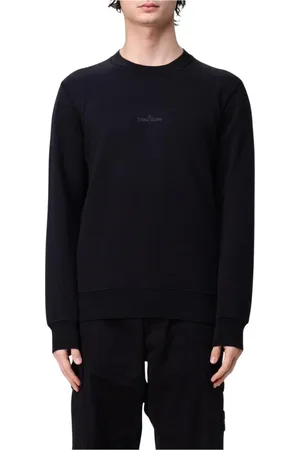Stone Island Sweatshirts & Hoodies, Heren, Zwart, S, Katoen, Minimalistische Crew Neck Sweatshirt Blauw
