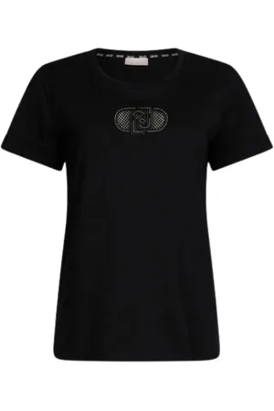 Liu Jo Tops, Dames, Zwart, XS, Katoen, Katoenen T-shirt met korte mouwen mode