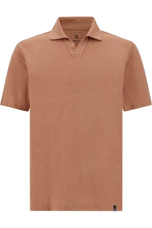 Boggi Milano Tops, Heren, Rood, 3Xl, Linnen, Stretch Linnen Jersey Polo Shirt