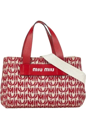 Miu Miu Pre-owned, Dames, Veelkleurig, ONE Size, Leer, Tweedehands Canvas handtassen