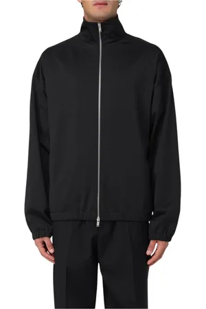 Jil Sander Jassen, Heren, Zwart, L, Zwarte High Neck Zip Up Jas