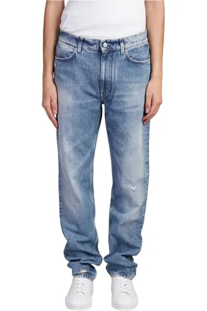 Givenchy Jeans, Heren, Blauw, W34, Katoen, Lichtgewassen Straight Leg Jeans