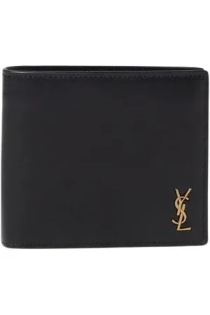 Saint Laurent Accessoires, Heren, Zwart, ONE Size, Klassieke Leren Portemonnee voor Mannen