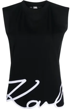Karl Lagerfeld Tops, Dames, Zwart, S, Katoen, Top Smanicato