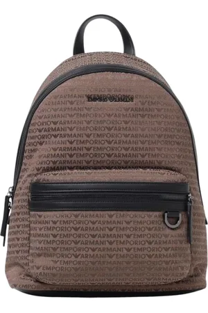 Emporio Armani Tassen, Heren, Bruin, ONE Size, Logo Rugzak voor Mannen