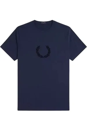 Fred Perry Tops, Heren, Blauw, S, Katoen, Blauw Crew Neck Katoenen T-Shirt