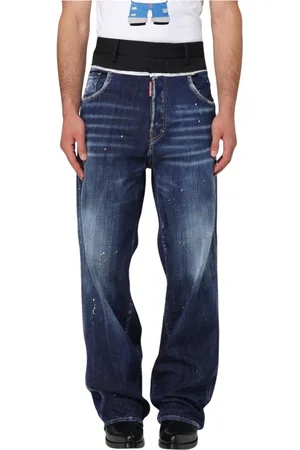 Dsquared2 Jeans, Heren, Blauw, M, Katoen, Blauwe Paint Splatter Jeans voor Mannen