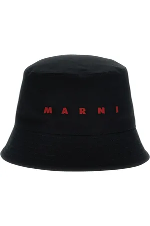 Marni Accessoires, Heren, Zwart, M, Katoen, Logo Bucket Hat in Zwart