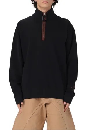 J.W.Anderson Sweatshirts & Hoodies, Heren, Zwart, L, Katoen, Zwarte Mock Neck Sweatshirt
