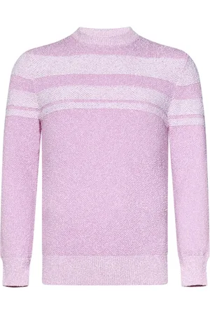 Malo Truien, Heren, Roze, M, Katoen, Roze Gestreepte Crewneck Sweater