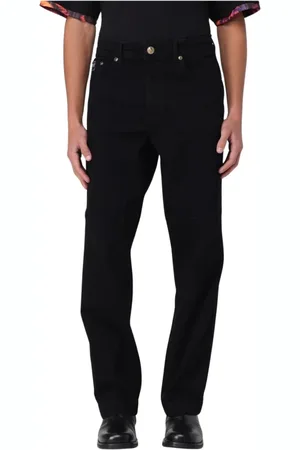 VERSACE Jeans, Heren, Zwart, W36, Zwarte Slim-Fit Logo Broek