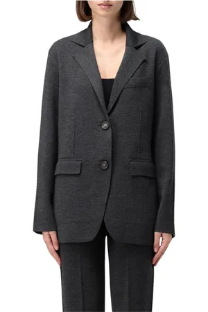 Twin-Set Jassen, Dames, Grijs, L, Wol, Grijze Wollen Jas