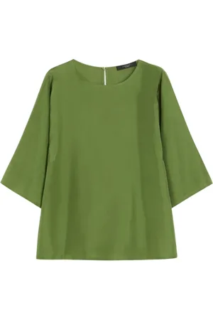 Max Mara Blouses & Shirts, Dames, Groen, M, Zijden Blouse Primo Groen