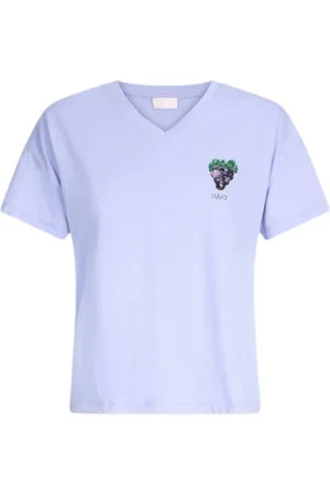 Liu Jo Tops, Dames, Paars, XS, Katoen, Paarse Druif T-Shirt Korte Mouw