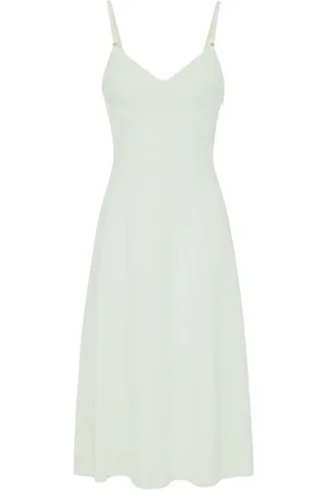 Elisabetta Franchi Kleedjes, Dames, Groen, L, Mint Flared Elegant Midi Jurk