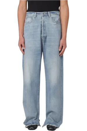 Maison Margiela Jeans, Heren, Blauw, W31, Split Hem Wide Leg Jeans