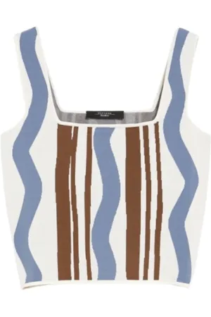 Max Mara Tops, Dames, Veelkleurig, XS, Vierkante hals Jacquard Top Pilade