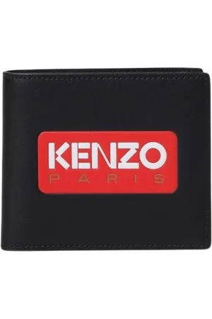 Kenzo Accessoires, Heren, Zwart, ONE Size, Leer, Zwarte leren portemonnee voor mannen