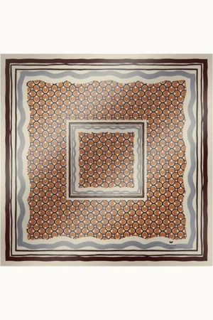 Max Mara Accessoires, Dames, Bruin, ONE Size, Elegante Zijden Sjaal met All-Over Print