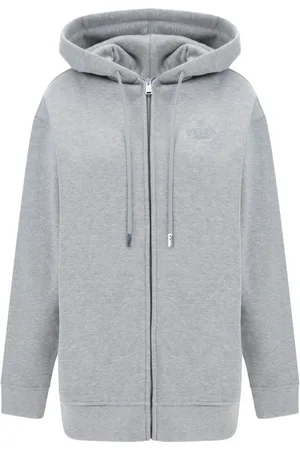 Fendi Sweatshirts & Hoodies, Dames, Grijs, S, Katoen, Katoenen Hoodie met Rits