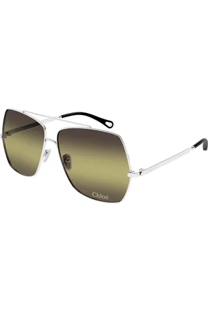 Chloé Accessoires, Dames, Grijs, 62 MM, Zilver/Groen Grijs Zonnebril
