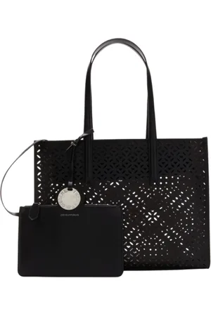 Emporio Armani Tassen, Dames, Zwart, ONE Size, Leer, Zwarte schoudertas met bijpassende tas