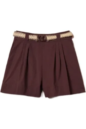 Twin-Set Korte broeken, Dames, Bruin, S, Katoen, Koffie Bermuda Shorts