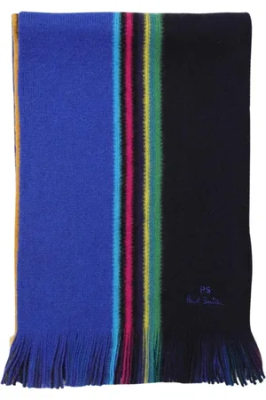 Paul Smith Accessoires, Heren, Veelkleurig, ONE Size, Wol, Blauwe Gestreepte Wollen Sjaal