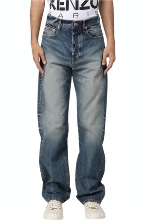 Kenzo Jeans, Heren, Blauw, W33, Denim, Versleten Denim Jeans, Moderne Pasvorm