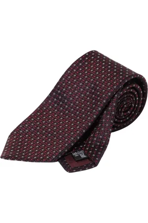 Emporio Armani Accessoires, Heren, Rood, ONE Size, Bordeauxrood Geometrische Zijden Stropdas