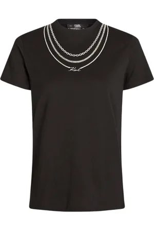 Karl Lagerfeld Tops, Dames, Zwart, XS, T-shirt met korte mouwen