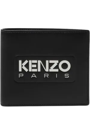 Kenzo Accessoires, Heren, Zwart, ONE Size, Zwarte Leren Herenportemonnee
