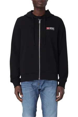 Diesel Sweatshirts & Hoodies, Heren, Zwart, S, Denim, Denim Division Logo Zip Up Hoodie