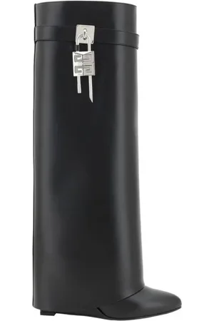 Givenchy Schoenen, Dames, Zwart, 37 EU, Leer, Amandelteen Sleehak Leren Laarzen