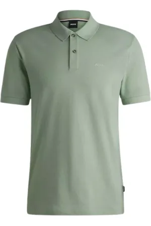 HUGO BOSS Tops, Heren, Groen, M, Katoen, Klassieke Katoenen Poloshirt Lichtgroen