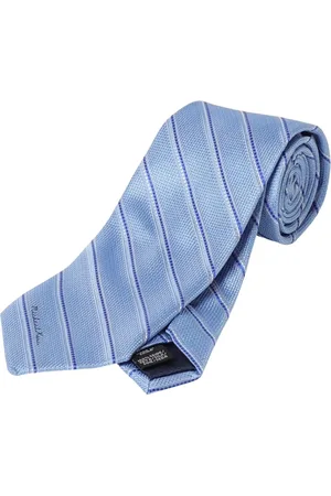 Michael Kors Accessoires, Heren, Blauw, ONE Size, Blauwe Gestreepte Zijden Stropdas