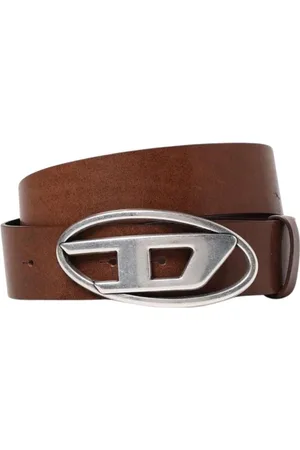 Diesel Accessoires, Heren, Bruin, 90 CM, Leer, Bruine Leren Riem Ovaal Gesp