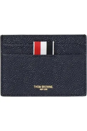 Thom Browne Accessoires, Heren, Blauw, ONE Size, Leer, Blauwe Leren Kaarthouder Minimalistisch Ontwerp