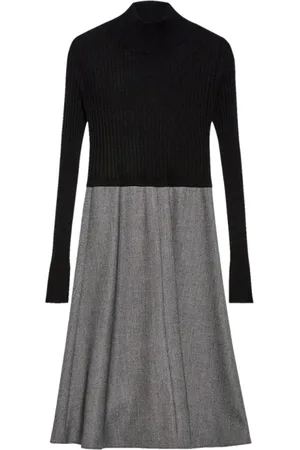 pennyblack Kleedjes, Dames, Veelkleurig, L, Polyester, Verticale Geribbelde Jurk Nicchia Stijl